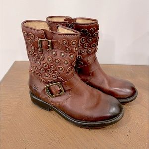 Frye Brown Kids Boots with Buckle Detail